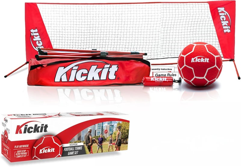 Kickit Soccer Tennis Game Set, Portable 6.5' Wide x 2' High Net & Soft Lightweight Ball, Play Outdoors, Indoors, Backyard, Beach, Complete Skills Training & Travel Friendly, Original - Image 1